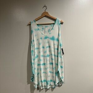 Torrid Aqua and White Tie-Dye Tank Top